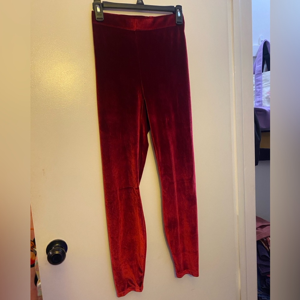Fabletics Red Velvet Leggings, Small